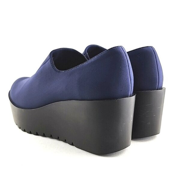 Donald Pliner Women's Cape Blue Black Wedge Platform Shoes Stretch Size 7.5M - Picture 5 of 16